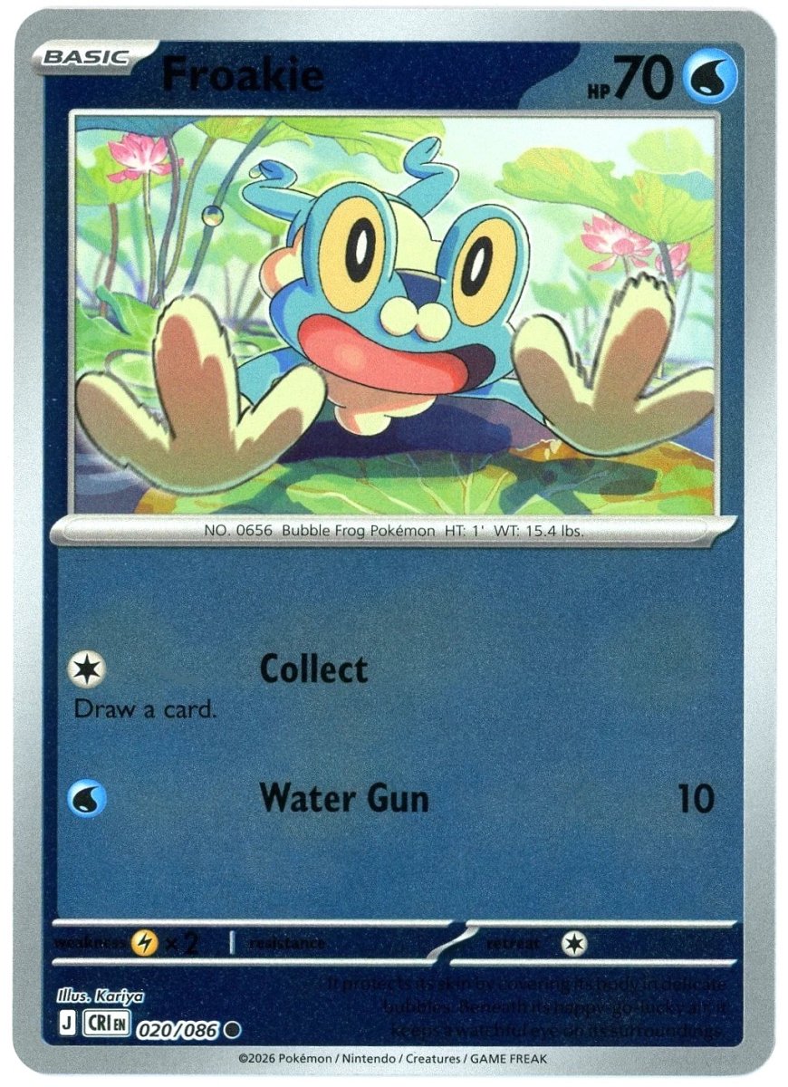 froakie holographic card - 020/086 (Reverse Holo) [W] Pound (10) Attack English:Unbroken Bonds Doom Z OCG https://x.com/sailerente/status/2025142147897524522?s=20 type:lectrik