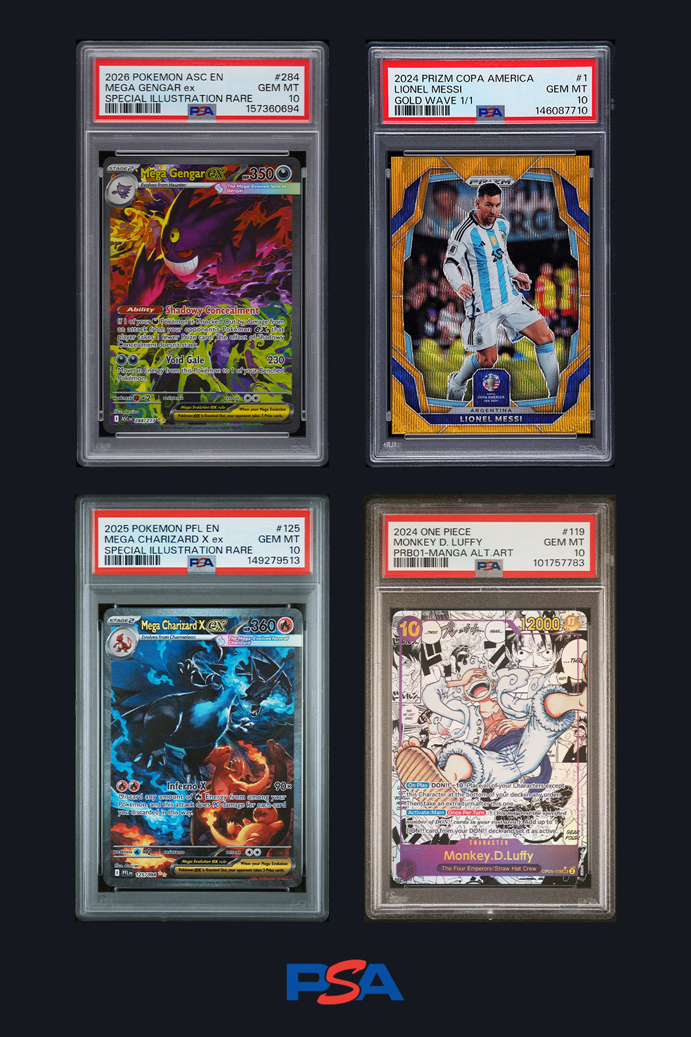 Secure your premium trading cards with official PSA tamper-evident encapsulation in the GCC