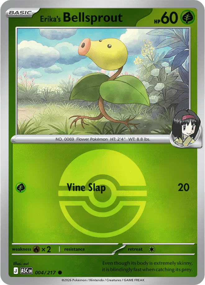 004/217 Erika's Bellsprout - Pokeball Pattern Reverse Holo - Ascended Heroes by Poké Zen DXB on MYNTED