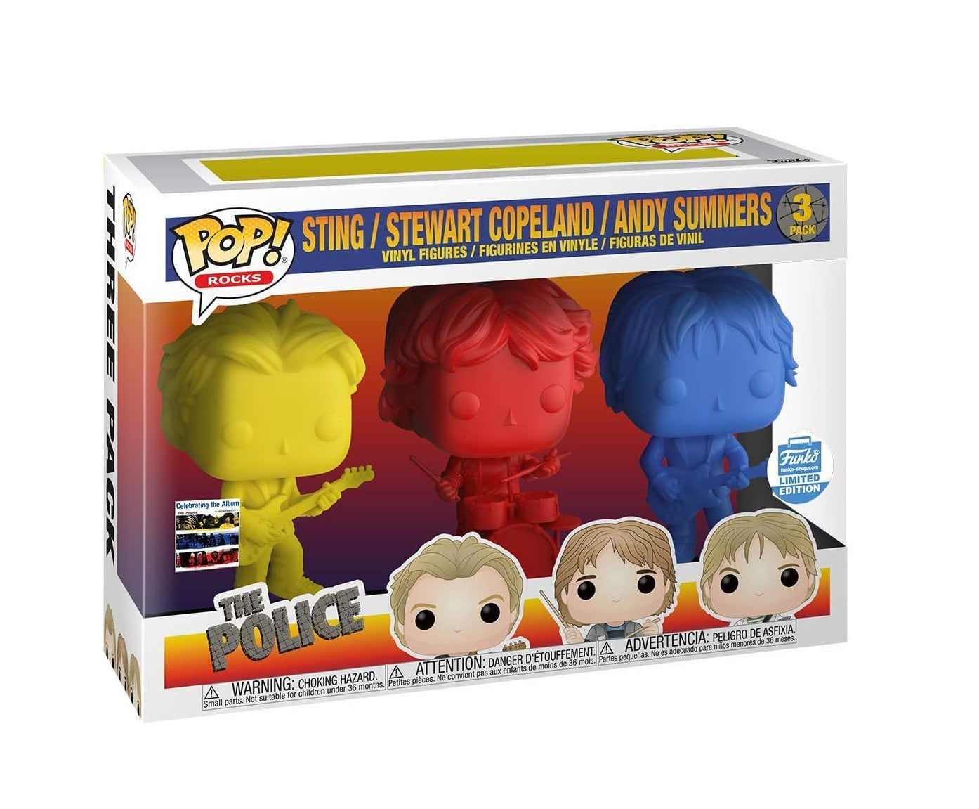 Funko Pop! Rocks: The Police - Sting, Stewart Copeland, Andy Summers (3 Pack), Funko Limited Edition