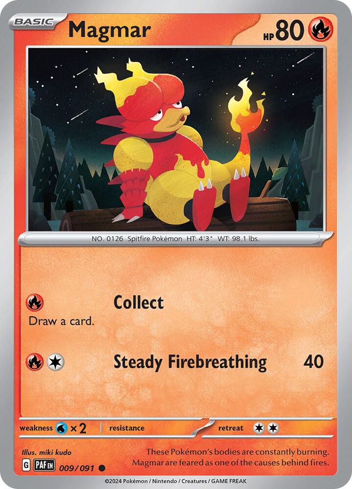 009/091 Magmar Normal · Paldean Fates (PAF) by PokeMarsi on MYNTED