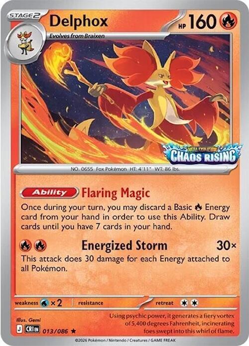 Delphox - 013/086 (Chaos Rising Stamped) Cosmos Holo Promo