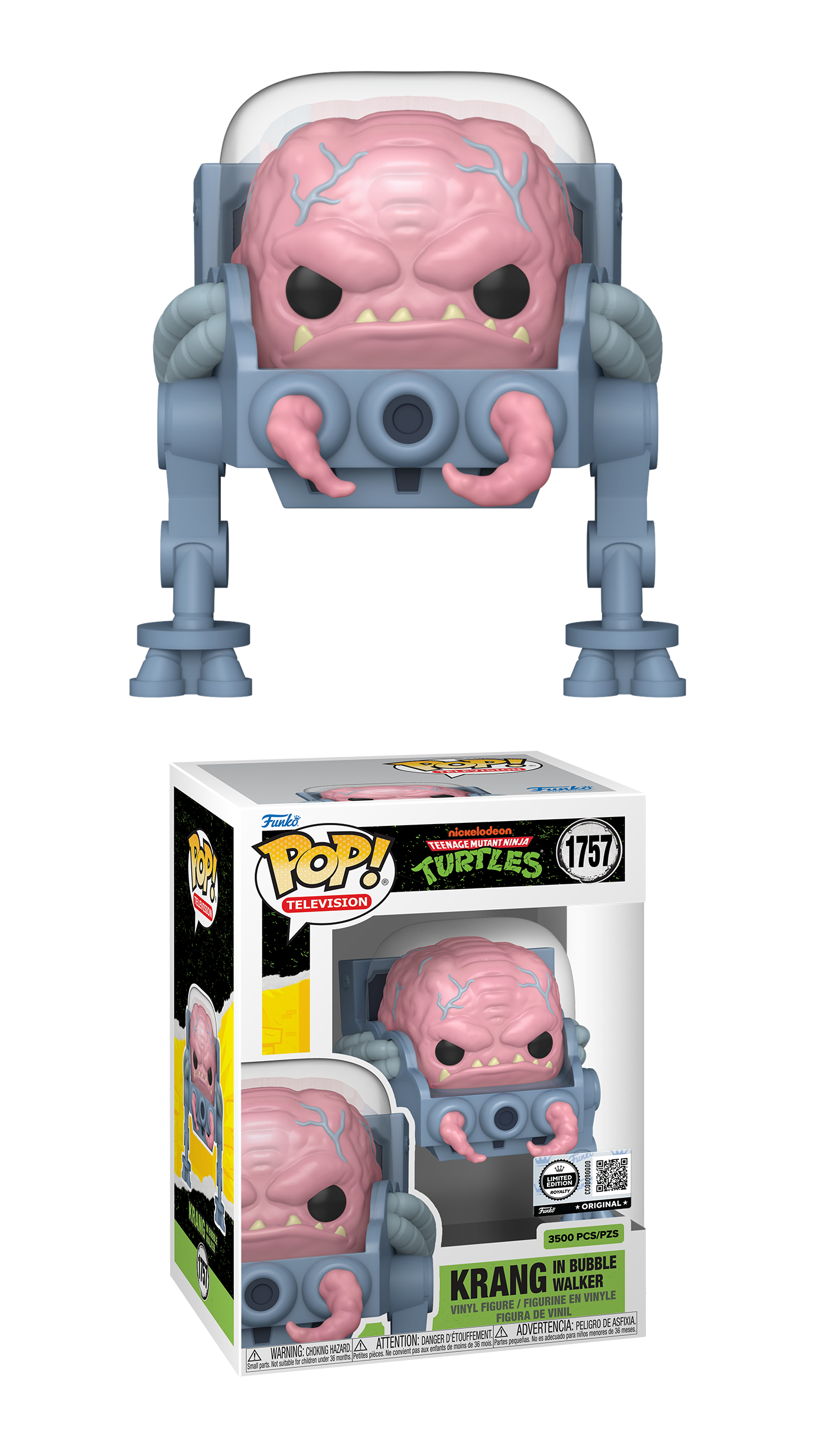 Funko Pop! Television: Teenage Mutant Ninja Turtles - Krang In Bubble Walker #1757, 3500pcs Royalty Limited Edition