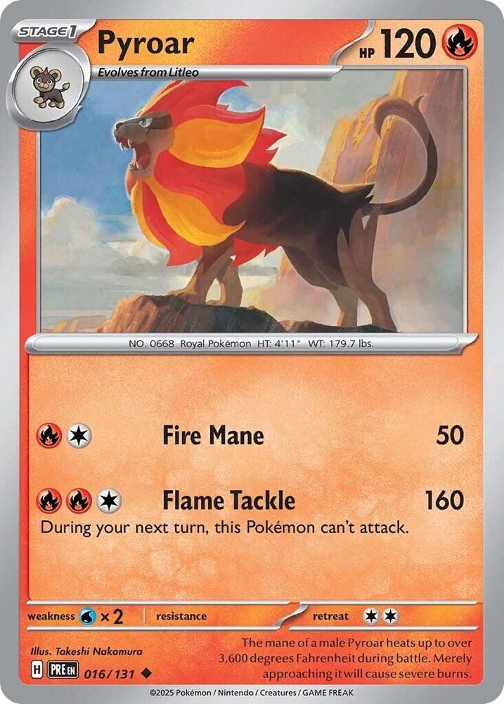 016/131 · Pyroar · Reverse Holo (PRE) by Dusk TCG on MYNTED