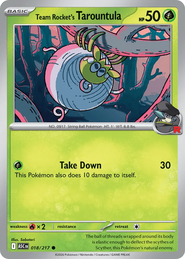 018/217 Team Rocket's Tarountula - Rocket Pattern Reverse Holo - Ascended Heroes by Poké Zen DXB on MYNTED