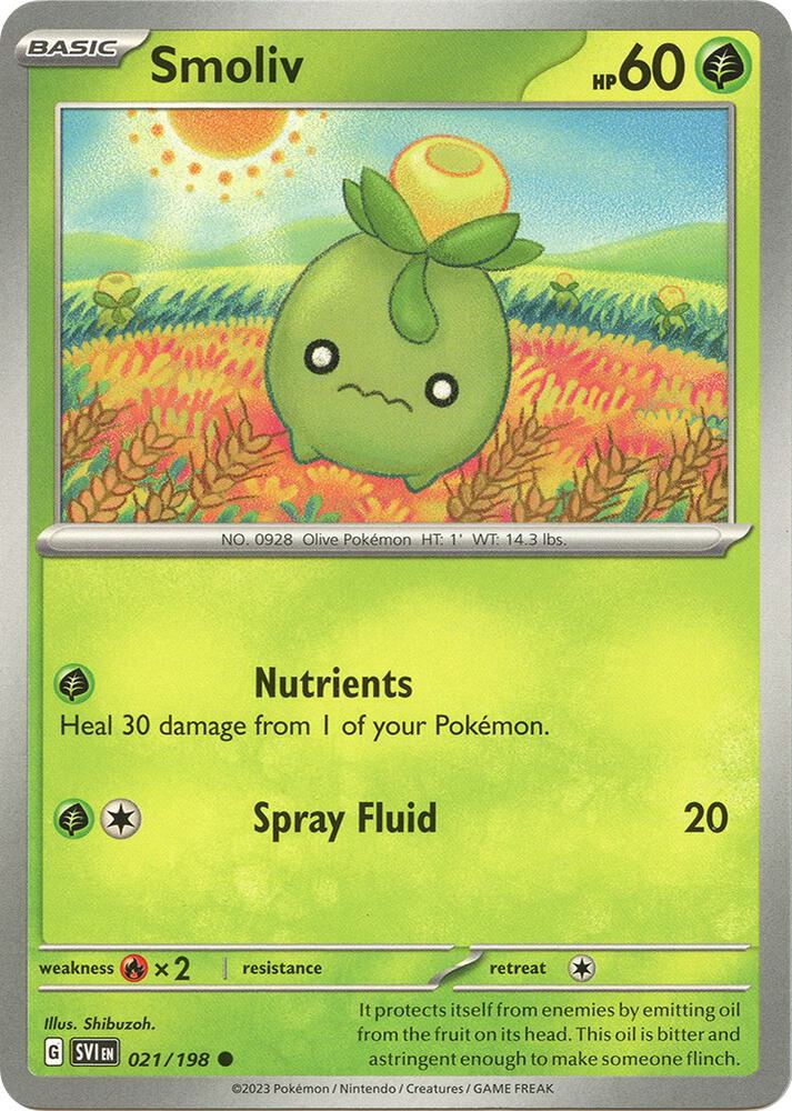 021/198 Smoliv Normal · Scarlet & Violet (SVI) by PokeMarsi on MYNTED