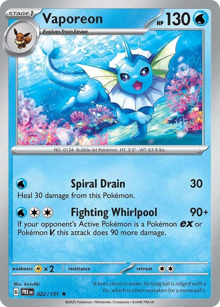 022/131 · Vaporeon · Holo (PRE) by Dusk TCG on MYNTED