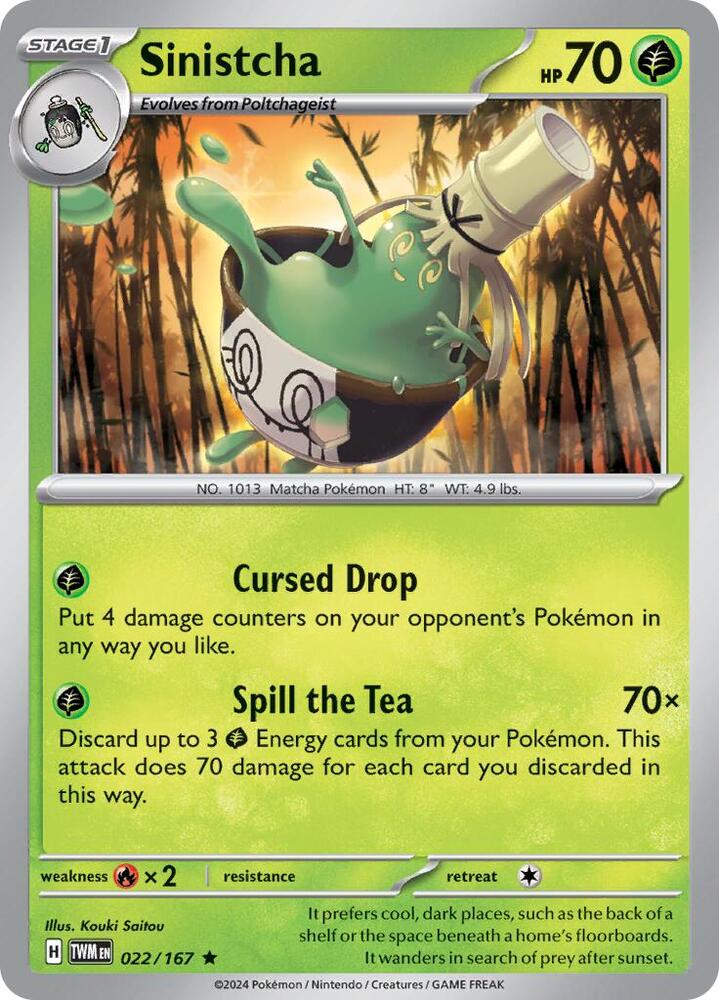 022/167 Sinistcha Holofoil · Twilight Masquerade (TWM) by PokeMarsi on MYNTED