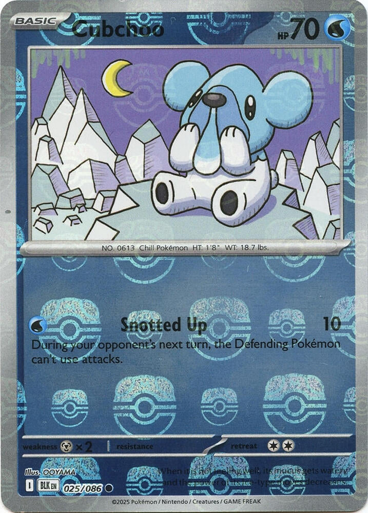 Cubchoo - 025/086 (Master Ball Pattern) - SV: Black Bolt (BLK)