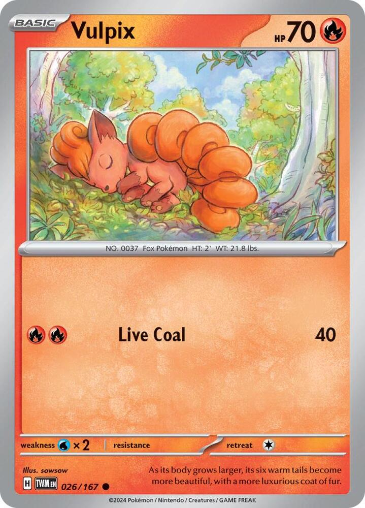 026/167 Vulpix Normal · Twilight Masquerade (TWM) by PokeMarsi on MYNTED