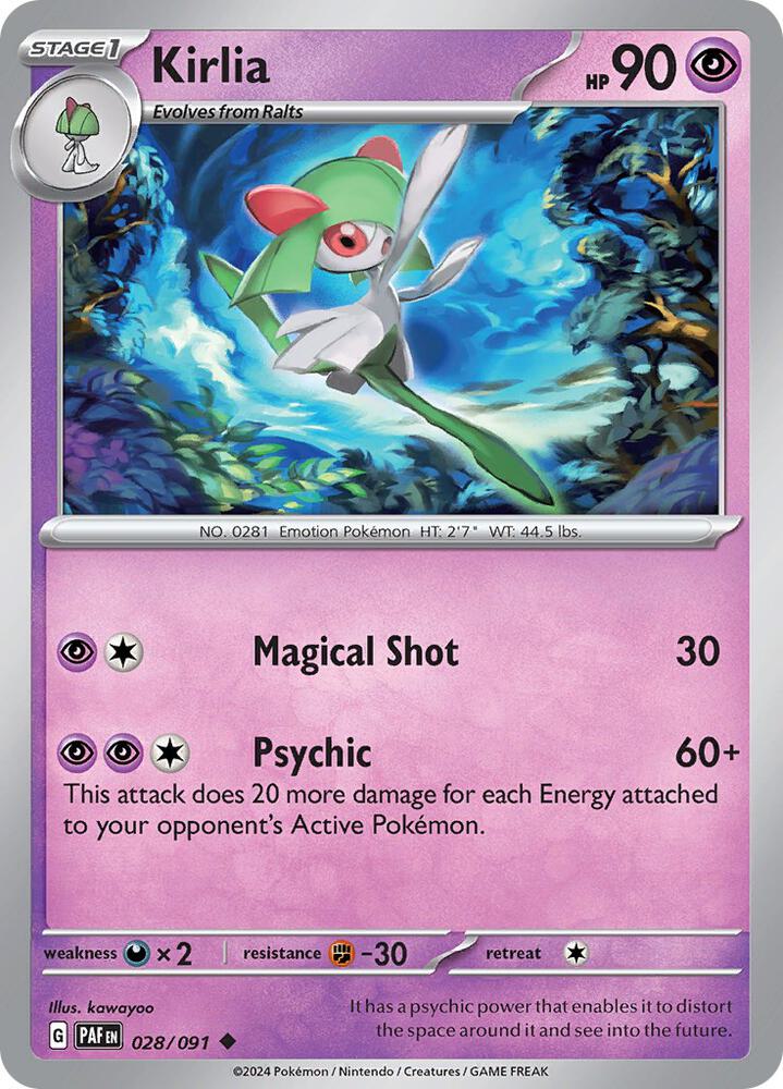 028/091 Kirlia Normal · Paldean Fates (PAF) by PokeMarsi on MYNTED