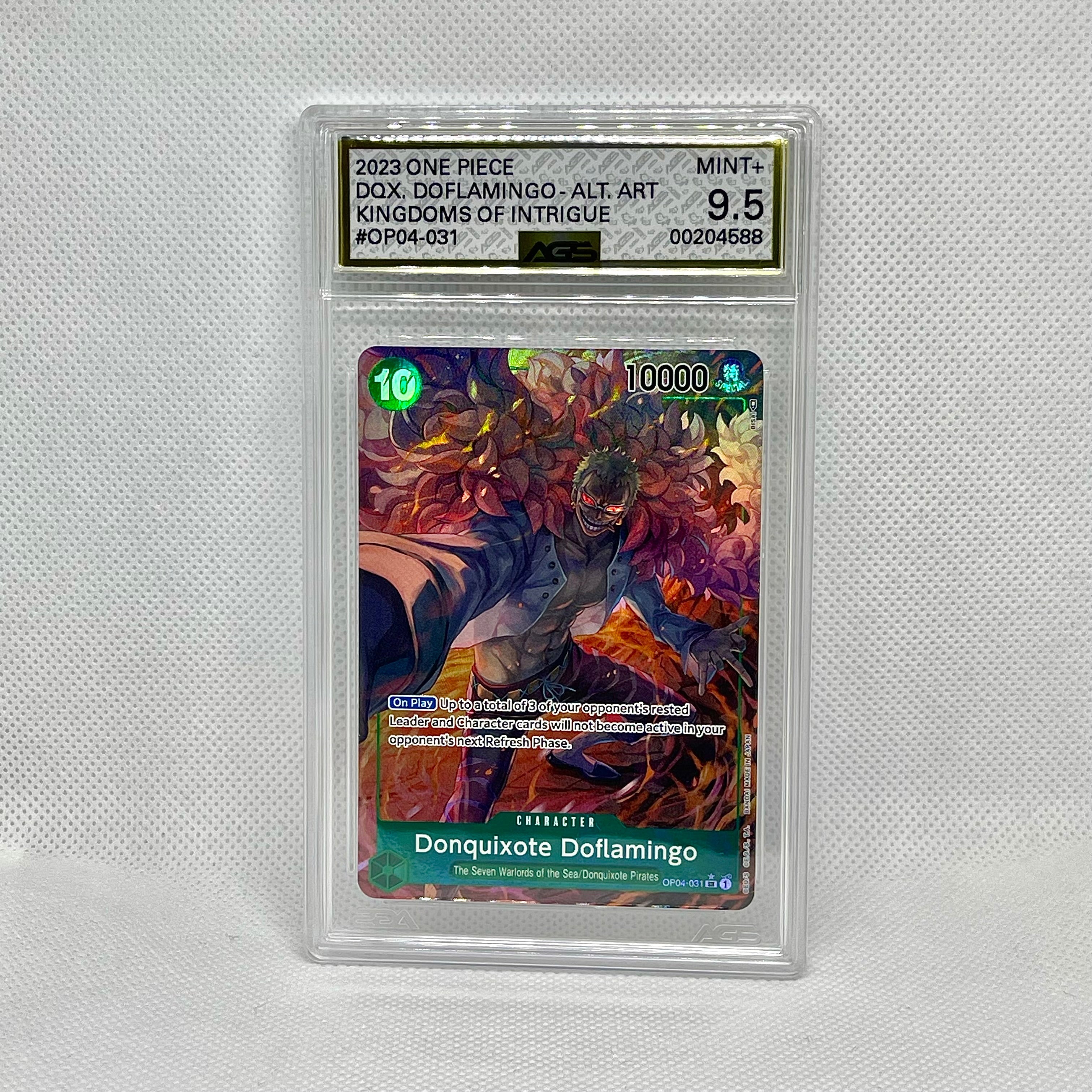 One Piece Card Game Donquixote Doflamingo OP04-031 Alternate Art AGS Mint+ 9.5
