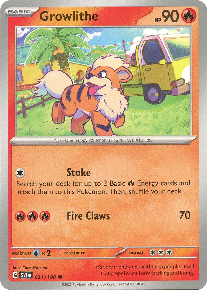 031/198 Growlithe Normal · Scarlet & Violet (SVI) by PokeMarsi on MYNTED