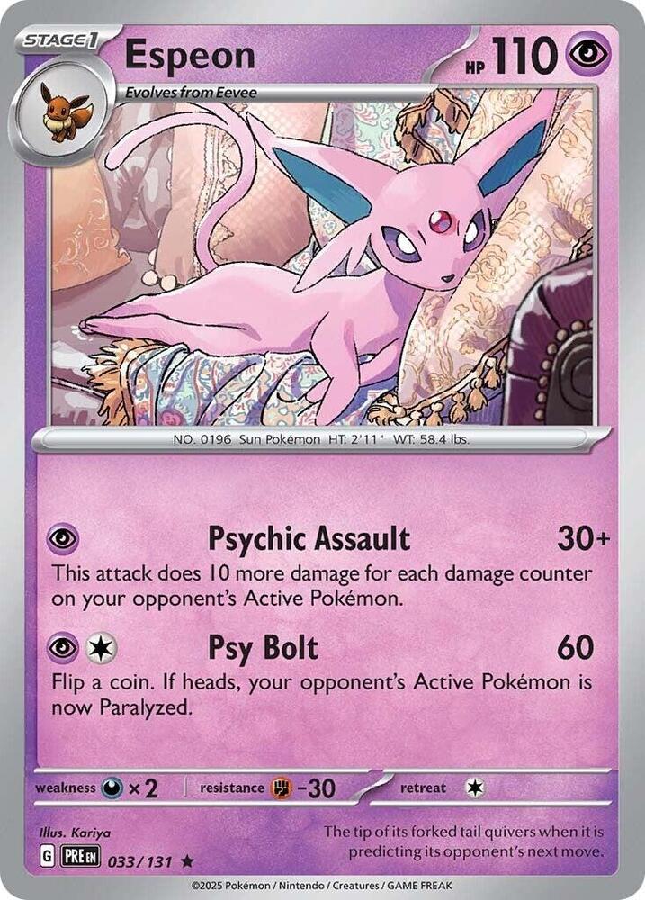 033/131 · Espeon · Holo (PRE) by Dusk TCG on MYNTED