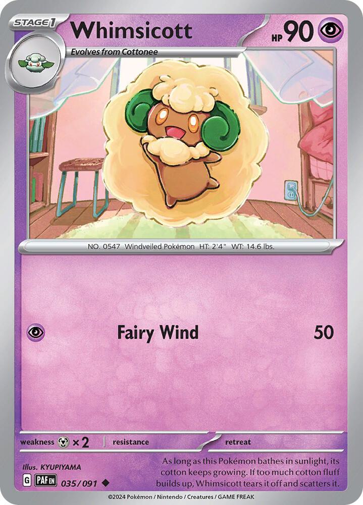 035/091 Whimsicott Reverse Holo · Paldean Fates (PAF) by PokeMarsi on MYNTED