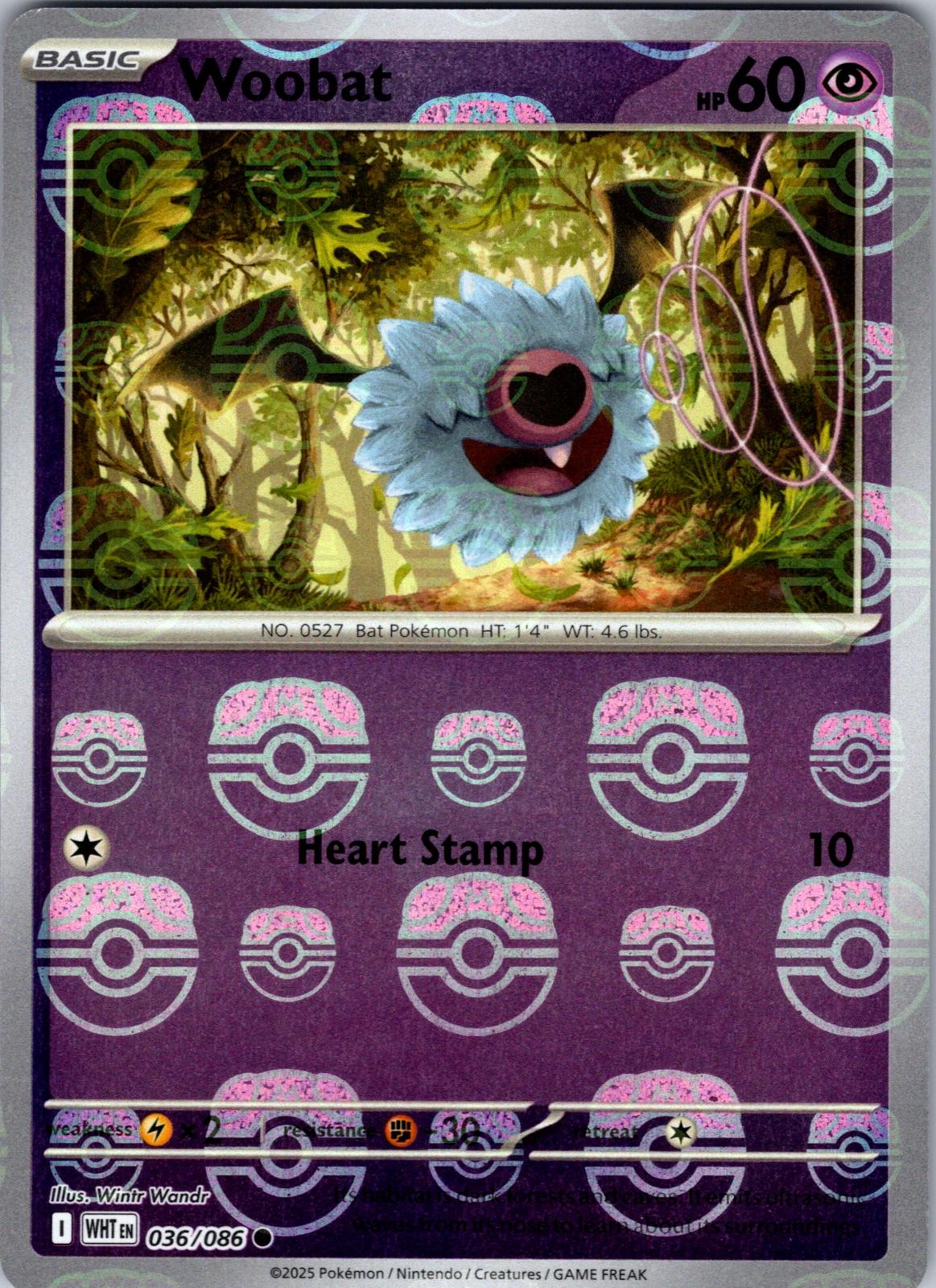 Woobat - 036/086 (Master Ball Pattern) - SV: White Flare (WHT)