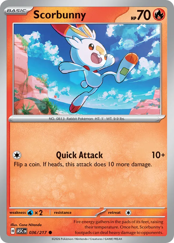 036/217 Scorbunny - Energy Pattern Reverse Holo - Ascended Heroes by Poké Zen DXB on MYNTED