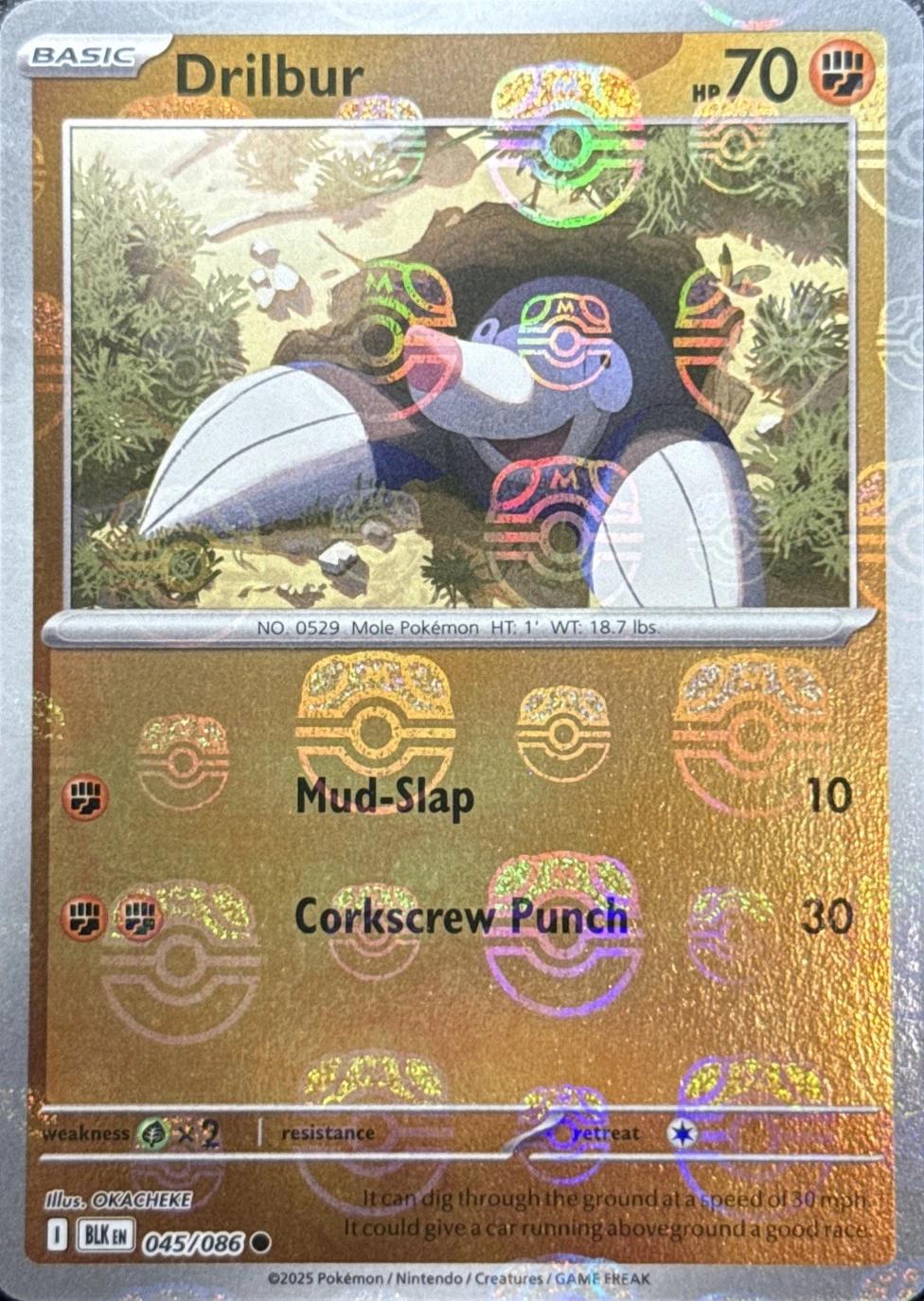 Drilbur - 045/086 (MastevBall Pattern) - SV: Black Bolt (BLK)
