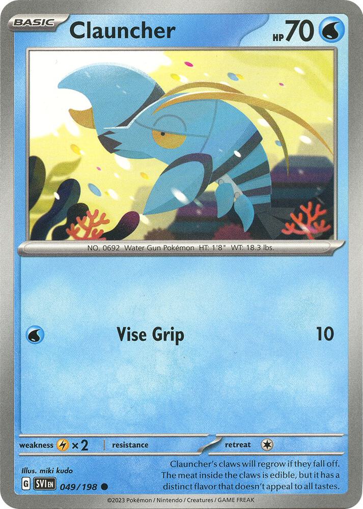 049/198 Clauncher Normal · Scarlet & Violet (SVI) by PokeMarsi on MYNTED