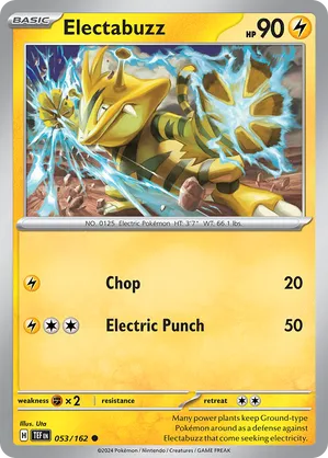 053/162 Electabuzz - Reverse Holo - Temporal Forces by Poké Zen DXB on MYNTED