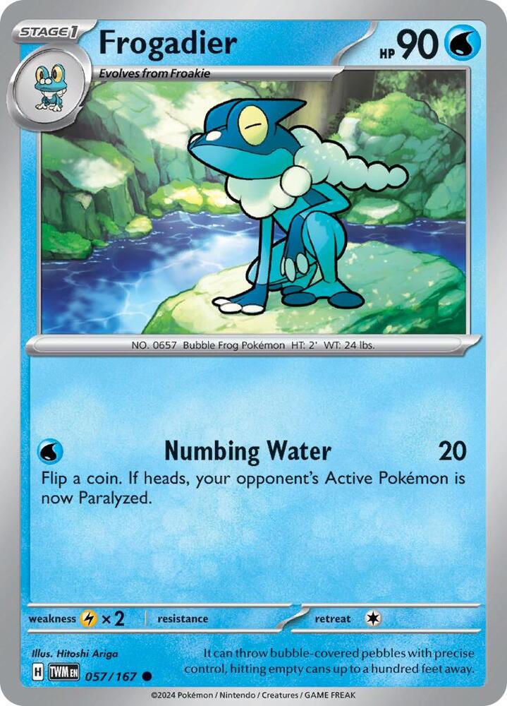 057/167 Frogadier Normal · Twilight Masquerade (TWM) by PokeMarsi on MYNTED