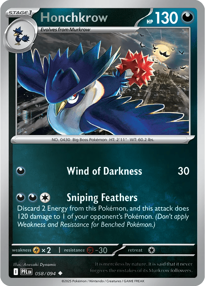 058/094 Honchkrow - Reverse Holo - Phantasmal Flames by Poké Zen DXB on MYNTED