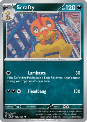 061/091 Scrafty - Reverse Holo - Paldean Fates by Poké Zen DXB on MYNTED