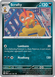 061/091 Scrafty Reverse Holo · Paldean Fates (PAF) by PokeMarsi on MYNTED