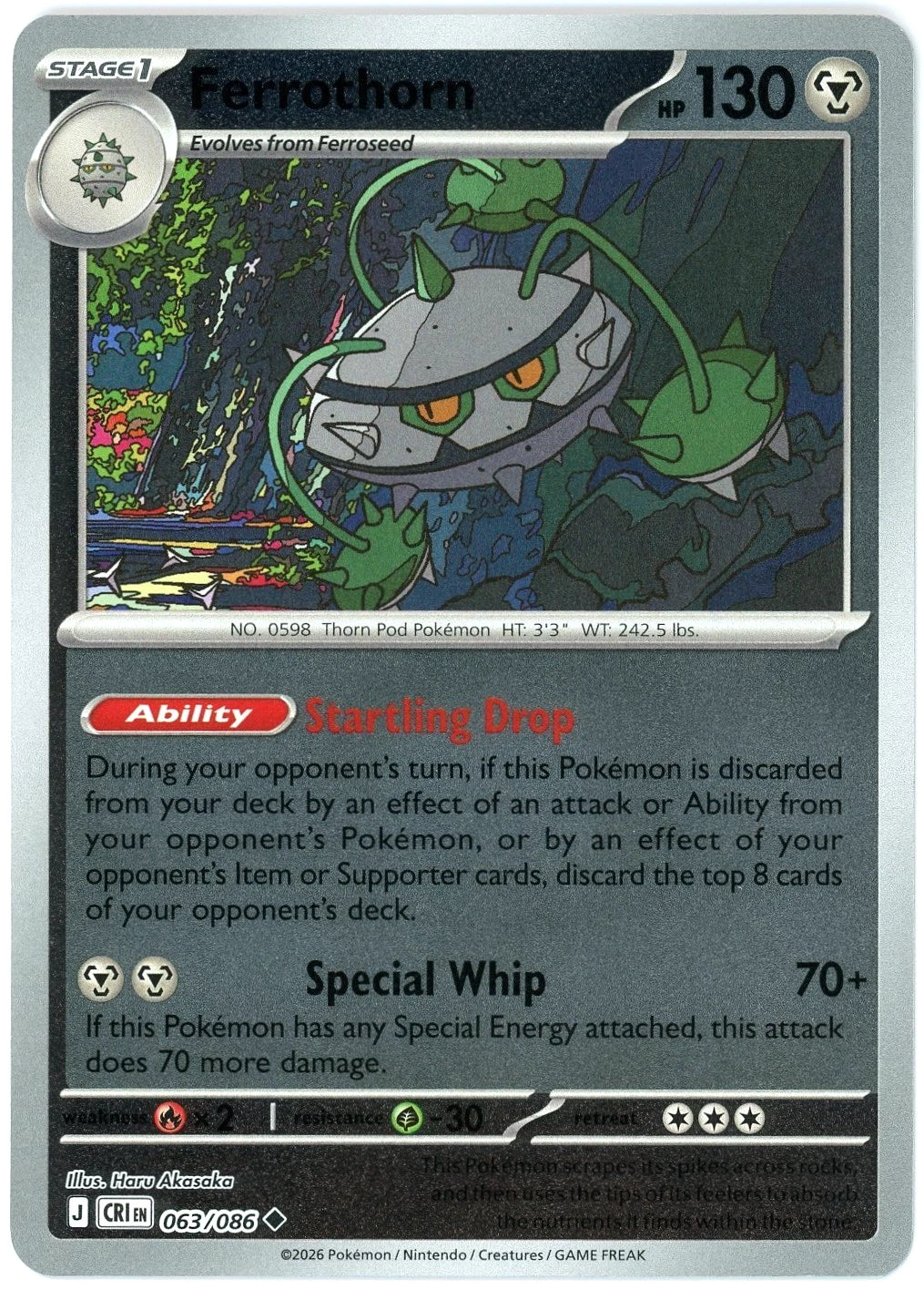 Ferrothorn - 063/086 (Reverse Holo) - Chaos Rising (CRI) ME04