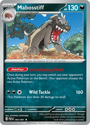 063/091 Mabosstiff - Reverse Holo - Paldean Fates by Poké Zen DXB on MYNTED