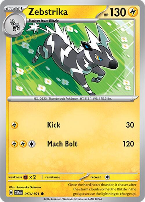 063/191 Zebstrika Reverse Holo · Surging Sparks (SSP) by PokeMarsi on MYNTED