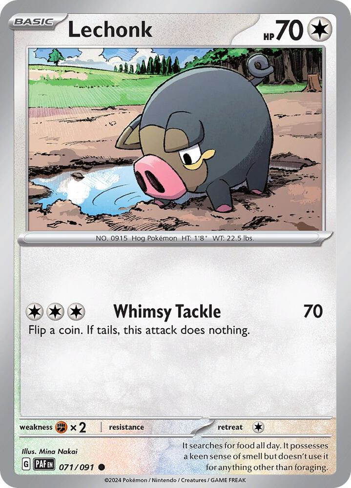 071/091 Lechonk Reverse Holo · Paldean Fates (PAF) by PokeMarsi on MYNTED