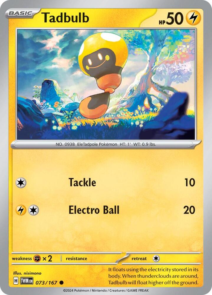 073/167 Tadbulb Reverse Holofoil · Twilight Masquerade (TWM) by PokeMarsi on MYNTED