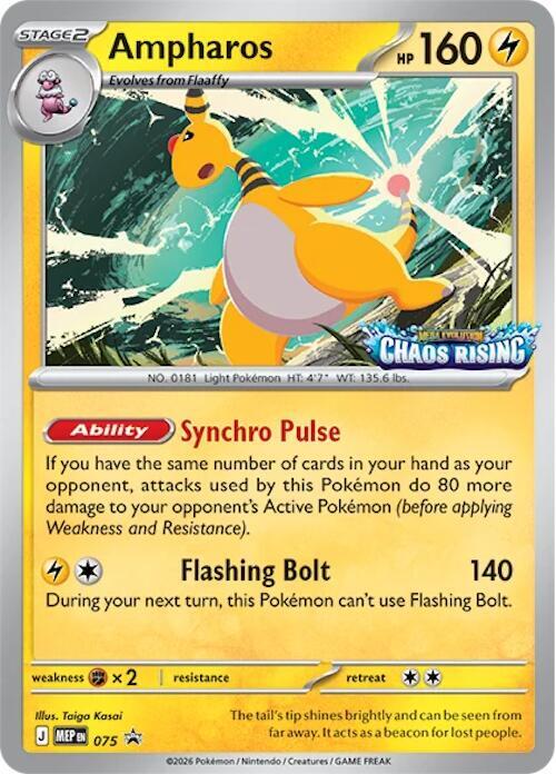 Ampharos  - 075 Mega Evolution - Chaos Rising (SEALED) Stamped Prerelease Promo
