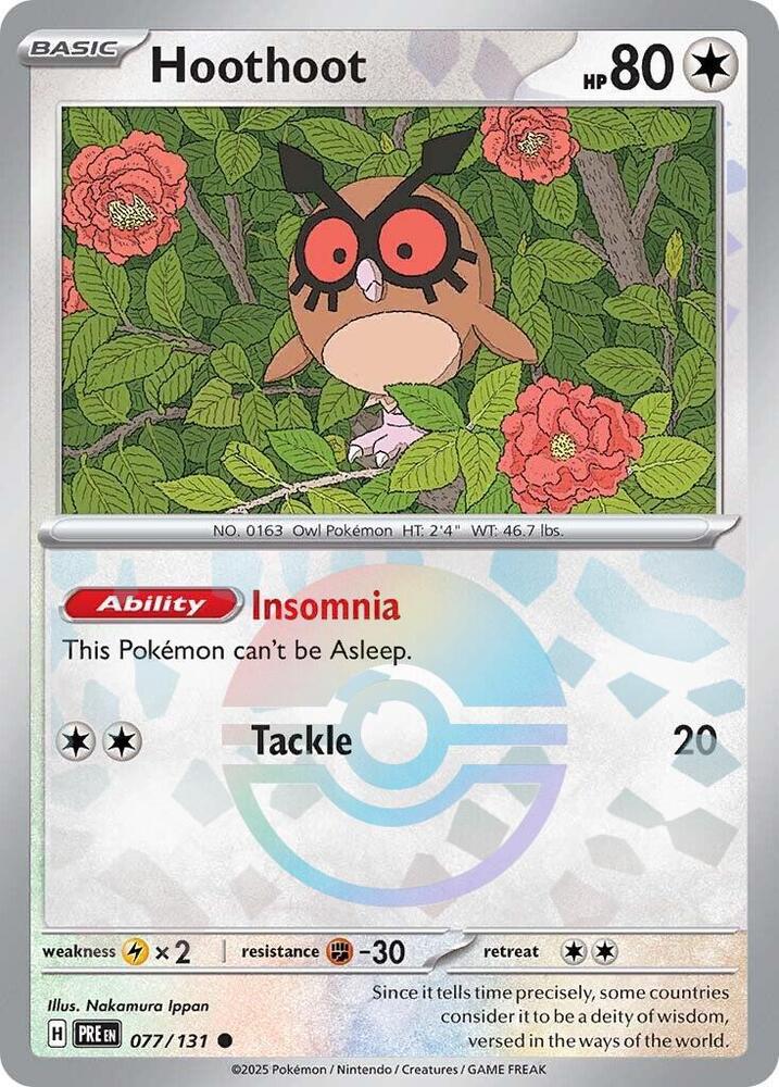 077/131 · Hoothoot · Poké Ball Pattern (PRE) by Dusk TCG on MYNTED
