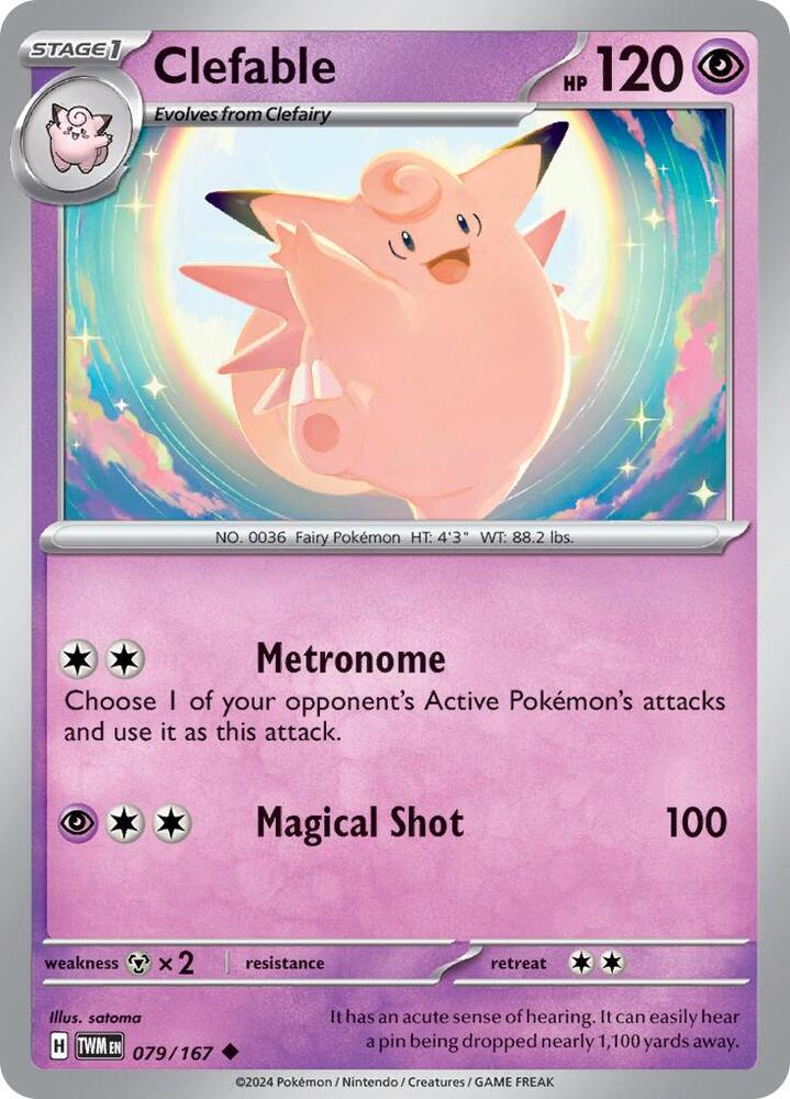 079/167 Clefable Reverse Holofoil · Twilight Masquerade (TWM) by PokeMarsi on MYNTED