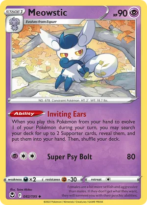 082/195 Meowstic - Reverse Holo - Silver Tempest by Poké Zen DXB on MYNTED