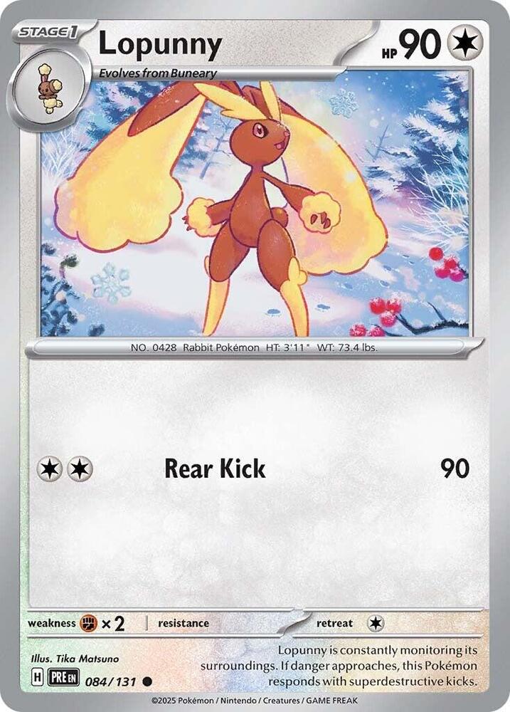 084/131 · Lopunny · Normal (PRE) by Dusk TCG on MYNTED
