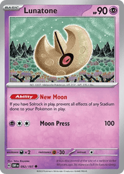 092/197 Lunatone - Reverse Holo - Obsidian Flames by Poké Zen DXB on MYNTED