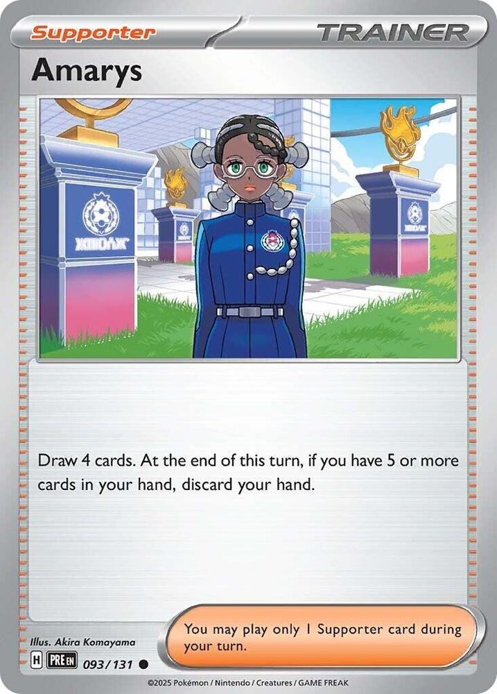 093/131 · Amarys Trainer Supporter · Normal (PRE) by Dusk TCG on MYNTED