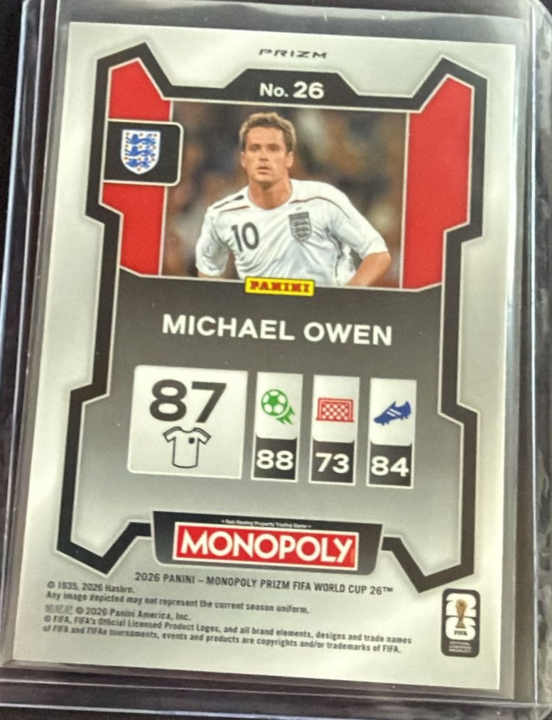 2026 Panini Prizm Monopoly FIFA World Cup Michael Owen #26 Green Wave