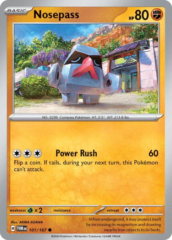 101/167 Nosepass Reverse Holofoil · Twilight Masquerade (TWM) by PokeMarsi on MYNTED
