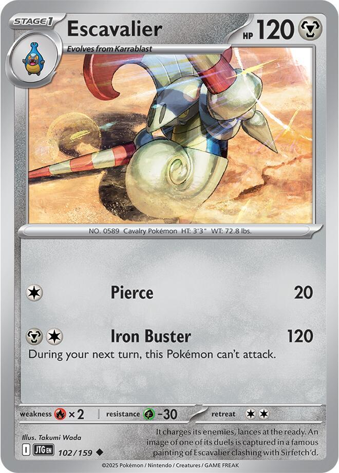 102/159 Escavalier Reverse Holo · Journey Together (JTG) by PokeMarsi on MYNTED