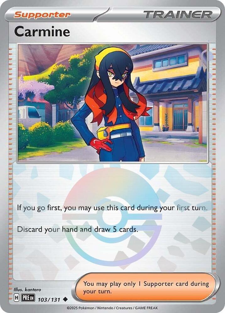 103/131 · Carmine Trainer Supporter · Poké Ball Pattern (PRE) by Dusk TCG on MYNTED