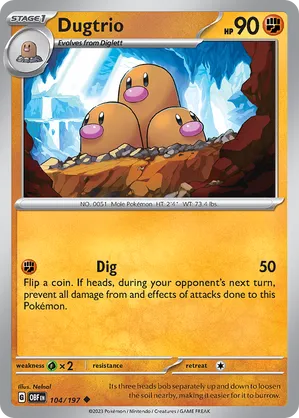 104/197 Dugtrio - Obsidian Flames by Poké Zen DXB on MYNTED