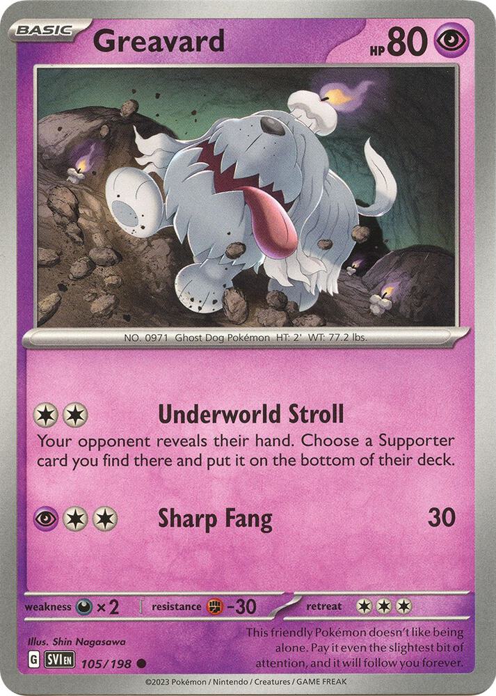 105/198 Greavard Normal · Scarlet & Violet (SVI) by PokeMarsi on MYNTED