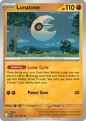 105/217 Lunatone - Dusk Ball Pattern Reverse Holo - Ascended Heroes by Poké Zen DXB on MYNTED