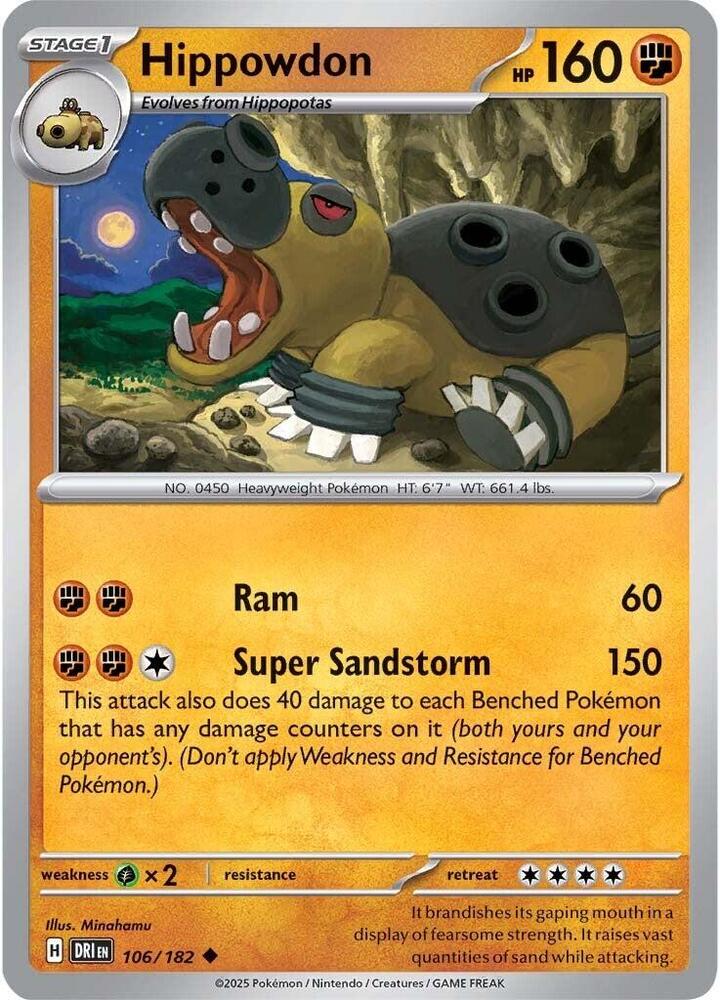 106/182 · Hippowdon · Reverse Holo (DRI) by PokeMarsi on MYNTED