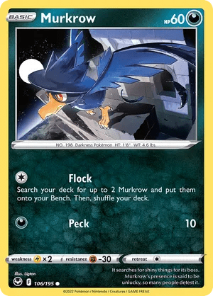 106/195 Murkrow - Reverse Holo - Silver Tempest by Poké Zen DXB on MYNTED
