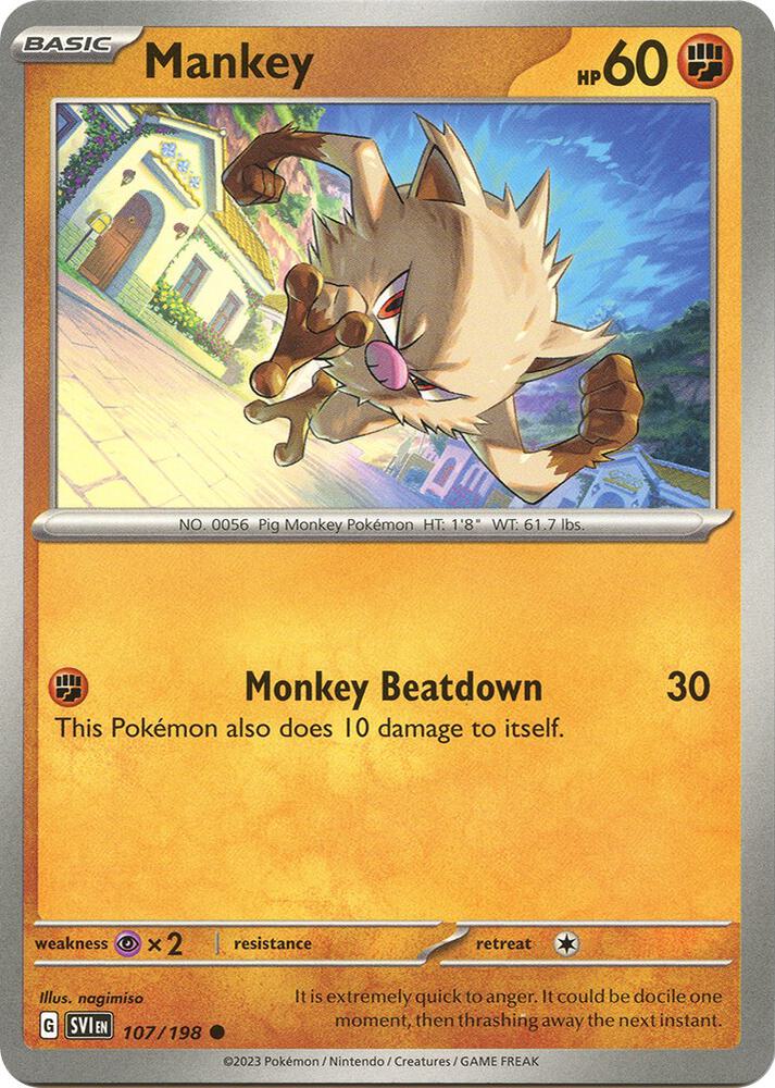 107/198 Mankey Normal · Scarlet & Violet (SVI) by PokeMarsi on MYNTED